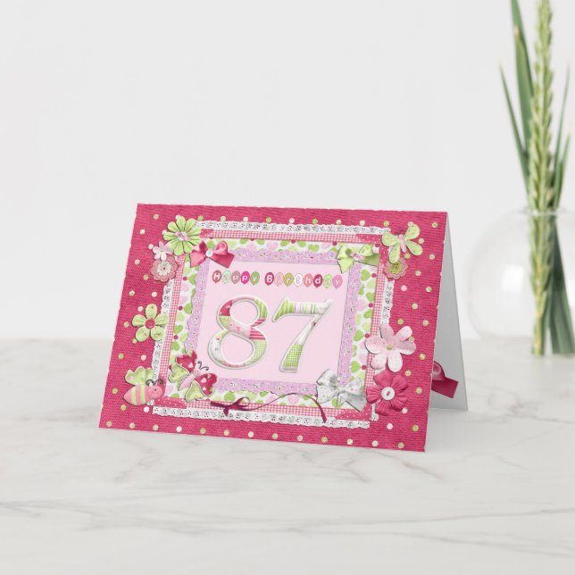 Carte 87ème anniversaire style scrapbooking (Devant)