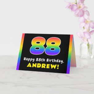 Carte 88e anniversaire : Arc-en-ciel coloré # 88, Nom pe