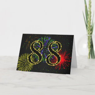 Carte 88e anniversaire avec feux d'artifice
