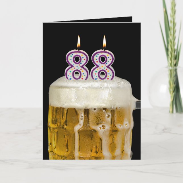 Carte 88e Anniversaire Bière en noir (Devant)