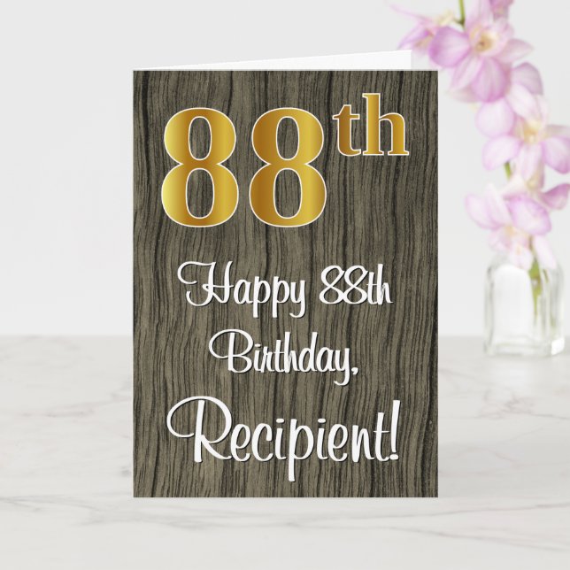 Carte 88e anniversaire : Elégant look d'or Faux #, Faux  (Orchidée)