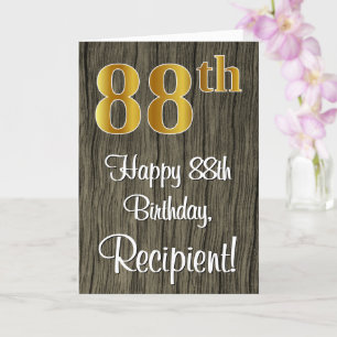 Carte 88e anniversaire : Elégant look d'or Faux #, Faux