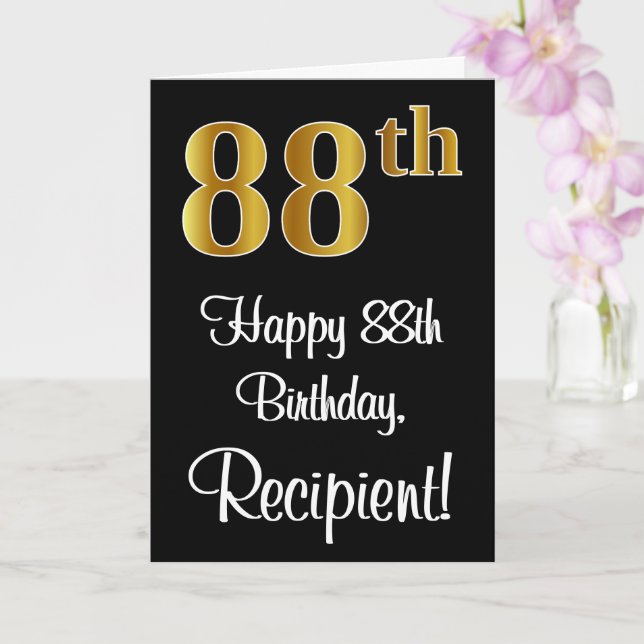 Carte 88e anniversaire ~ Elégant Luxueux Faux Gold Look  (Orchidée)