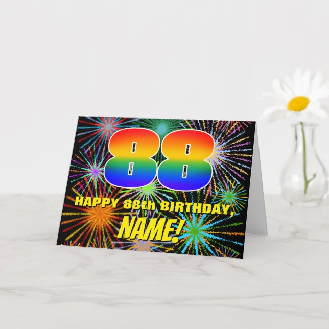 Carte 88e anniversaire : Feu d'artifice festif amusant e (Petite plante)