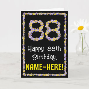 Carte 88e anniversaire : Floral Flowers Numéro, Nom pers