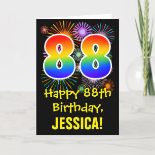 Carte 88e anniversaire : Fun Fireworks Motif + Rainbow 8
