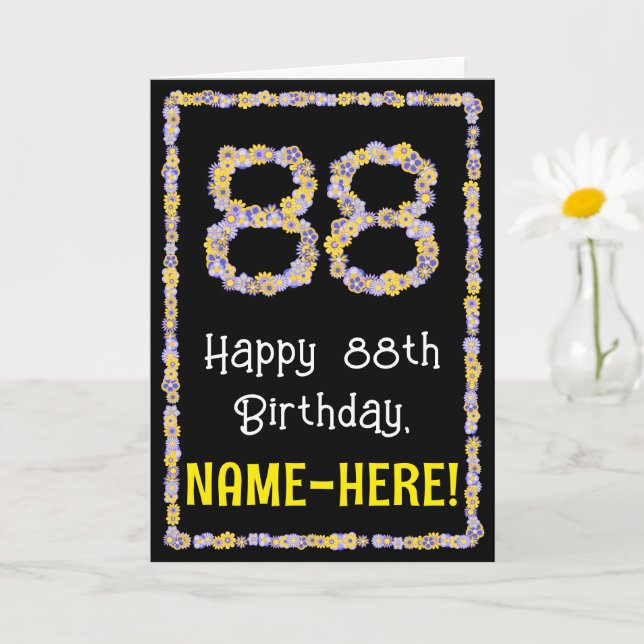 Carte 88e Anniversaire : Nombre de fleurs florales, nom  (Petite plante)