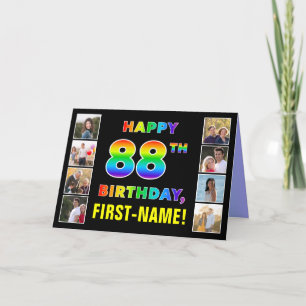 Carte 88e anniversaire : Rainbow Text, Custom Photos & N