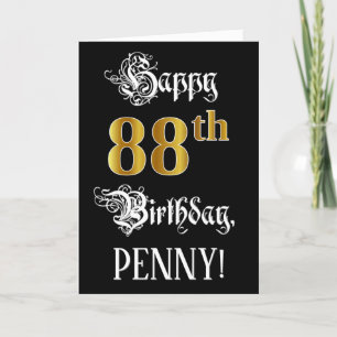 Carte 88e anniversaire — Script fantaisie; look or Faux;