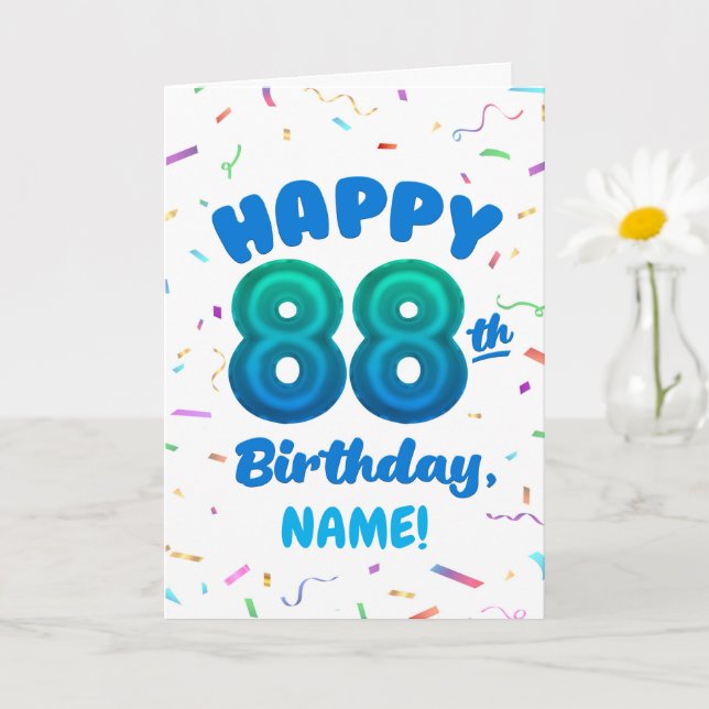 Carte 88th Balloon Number Custom Name Birthday Card (Petite plante)