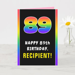 Carte 89e anniversaire : Arc-en-ciel coloré # 89, Nom pe
