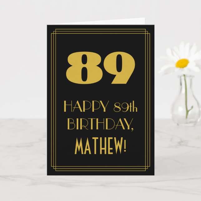 Carte 89e anniversaire - Art Déco Inspiré Look "89" & No (Petite plante)