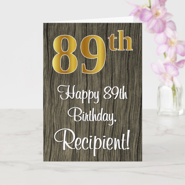 Carte 89e anniversaire : Elégant look d'or Faux #, Faux  (Orchidée)