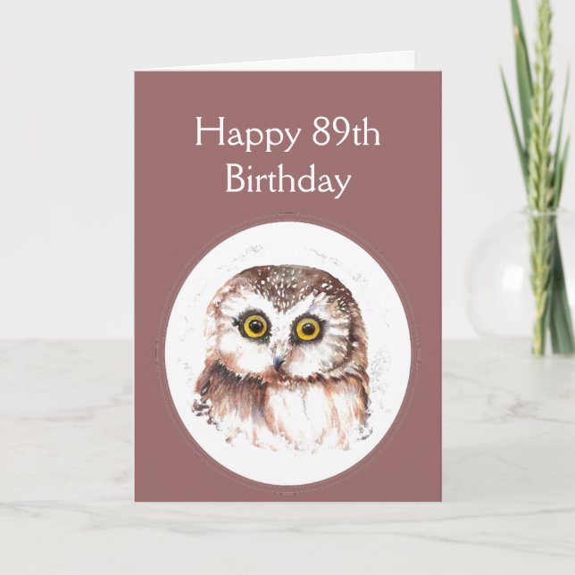 Carte 89e anniversaire Qui t'aime, mignon Humour de hibo (Devant)