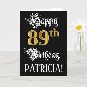 Carte 89e anniversaire — Script fantaisie; look or Faux;