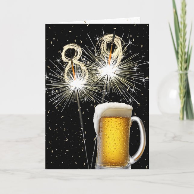 Carte 89e anniversaire Sparklers avec Beer Mug (Devant)