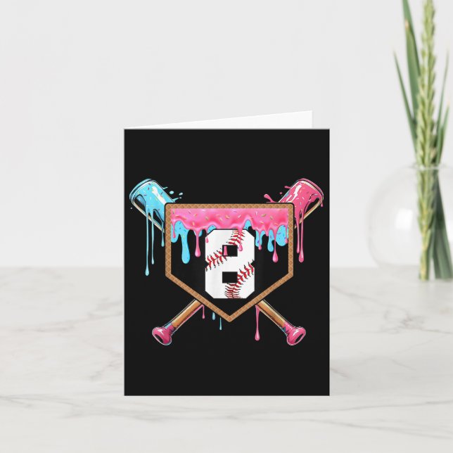 Carte 8 Anniversaire Boy Baseball Anniversaire Soirée 8  (Devant)
