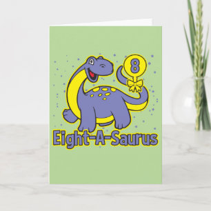 Carte 8 Anniversaire de l'enfant Huit-A-Saurus Brontosau