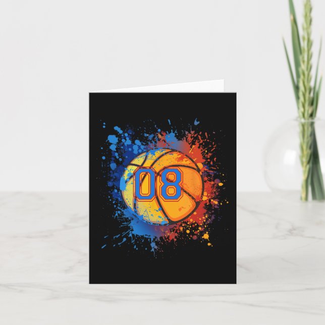 Carte 8 Ans 8e Anniversaire Basketball Cadeau Pour Garço (Devant)