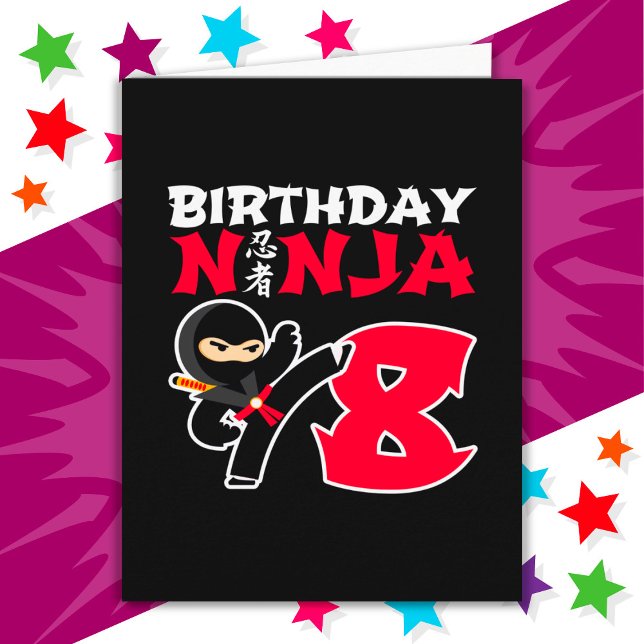 Carte 8 ans Karate Ninja Party Enfants 8e anniversaire (Créateur téléchargé)