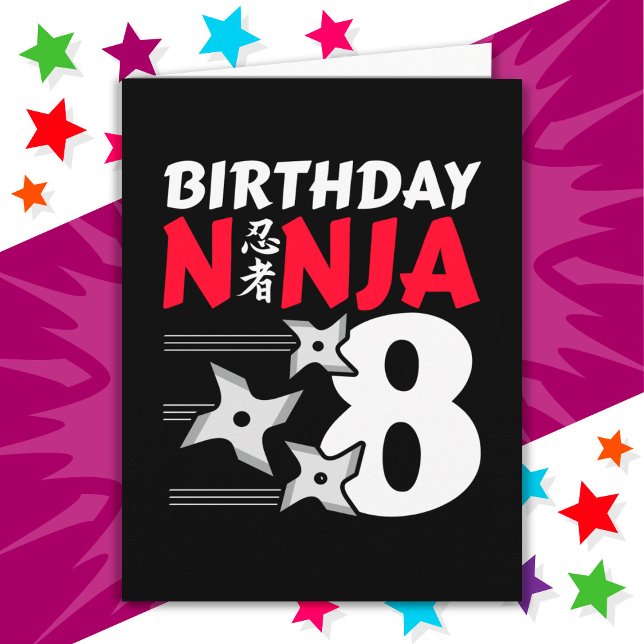 Carte 8 Ans Ninja Party Stars Enfants 8e anniversaire (Créateur téléchargé)