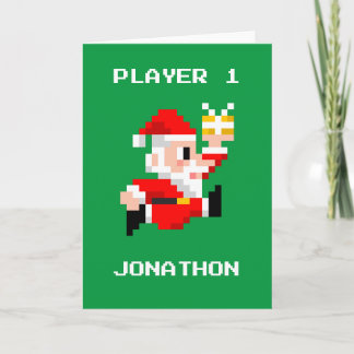 Carte 8-Bit Santa Claus Christmas Greeting Card