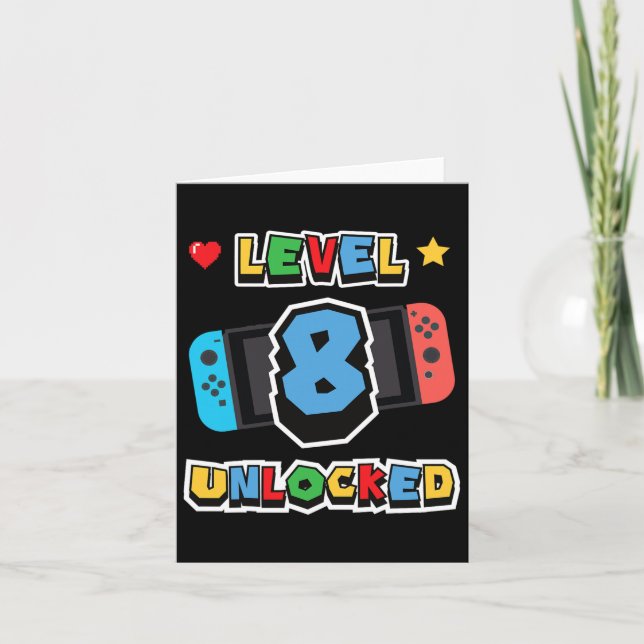 Carte 8 Déverrouillé 8e anniversaire Enfants Jeu vidéo 8 (Devant)