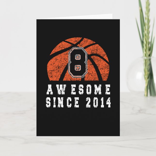 Carte 8e anniversaire 2014 Basketball Boy 8 ans (Devant)