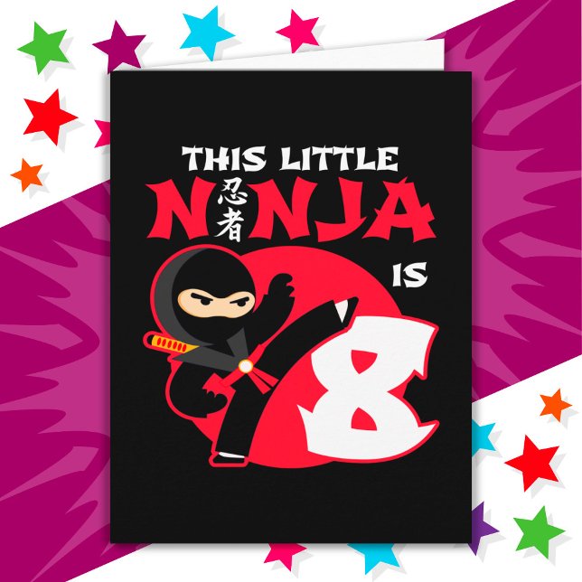 Carte 8e anniversaire 8 ans Enfants Party Little Ninja 8 (Créateur téléchargé)