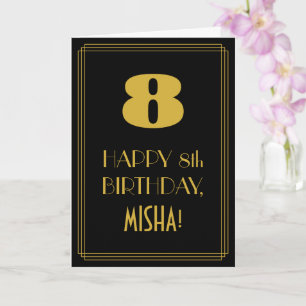 Carte 8e anniversaire ~ Art Déco Inspiré Look "8" & Nom
