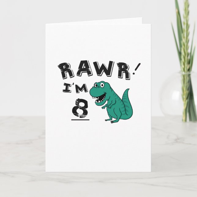 Carte 8e anniversaire Dinosaur cadeau pour 8 ans Garçons (Devant)