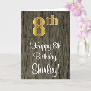Carte 8e anniversaire : Elégant look d'or Faux #, Faux W