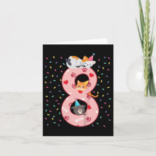 Carte 8e anniversaire fille mignonne tenue de chat 8 ans