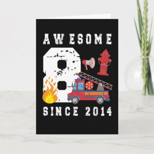 Carte 8e anniversaire Gift Firefighter Boy Né en 2014