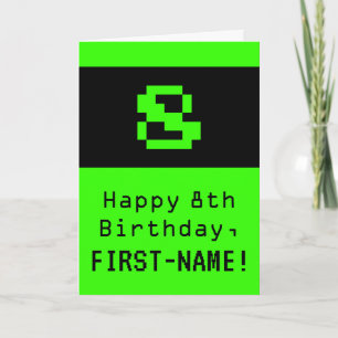 Carte 8e anniversaire : nom et "8" de style geek / nerd