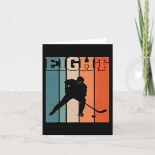 Carte 8e anniversaire Retro Hockey sur glace 8 ans Garço