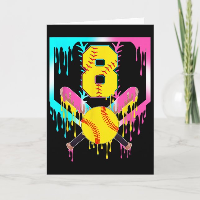 Carte 8e anniversaire Softll Home Plate Drip Glace 8 ans (Devant)