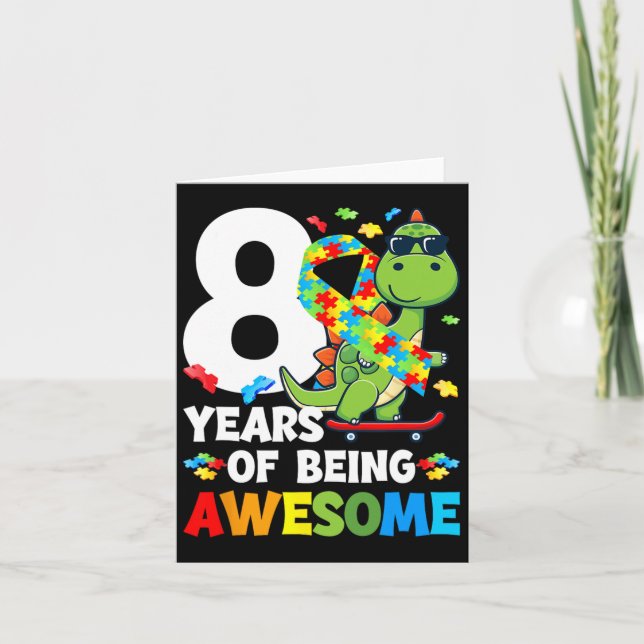 Carte 8e fête d'anniversaire de l'autisme 8 ans autiste (Devant)