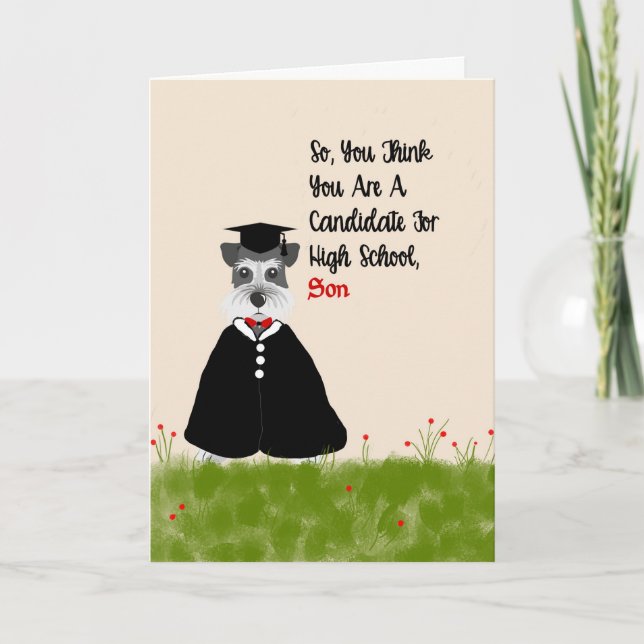 Carte 8e Grade Card pour Son with Dog (Devant)