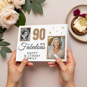Carte 90 ans et Fabuleux Paillettes Dorées 2 Photo 90e A