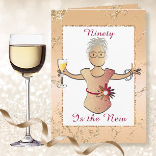 Carte 90 ans et Fantastique Anniversaire Classeuse Femme