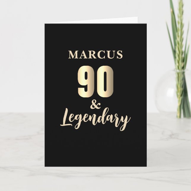 Carte 90 ans & légendaire Or 90e anniversaire  (Devant)