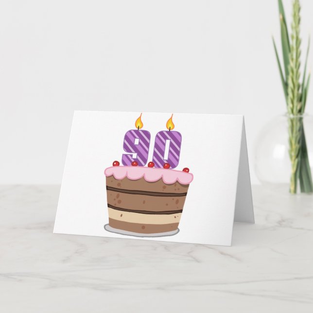 Carte 90 ans sur le gâteau d'anniversaire (Devant)