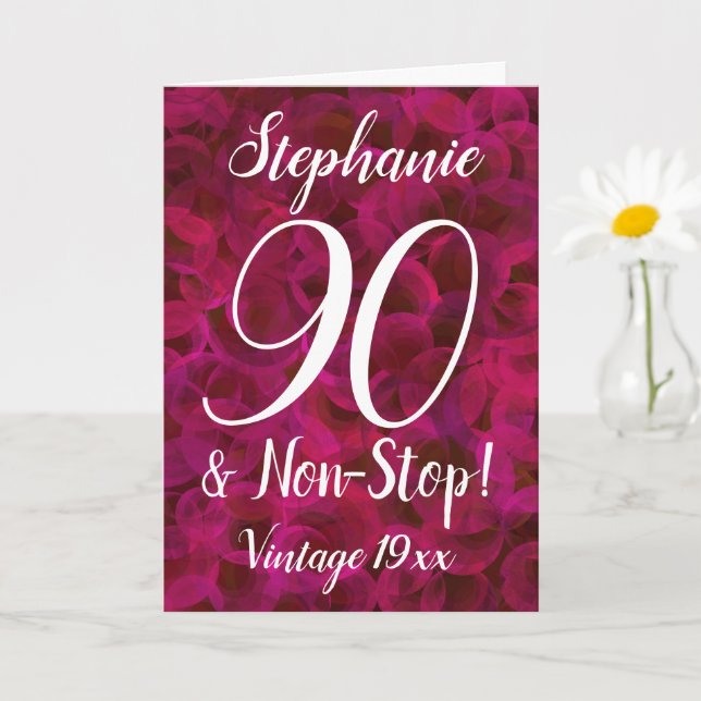 Carte 90 et Rose Rouge Abstraite Non-Stop pour Anniversa (Petite plante)