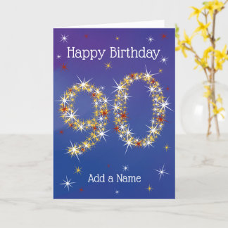 Carte 90e anniversaire - 90 en étoiles - bleu - 90 ans