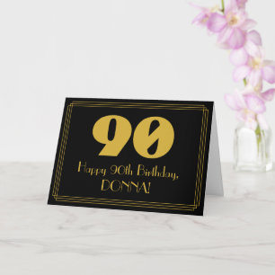 Carte 90e anniversaire : Art Déco Inspiré Look "90" & No