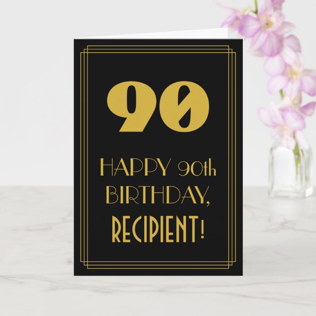 Carte 90e anniversaire - Art Déco Inspiré Look "90" & No (Orchidée)