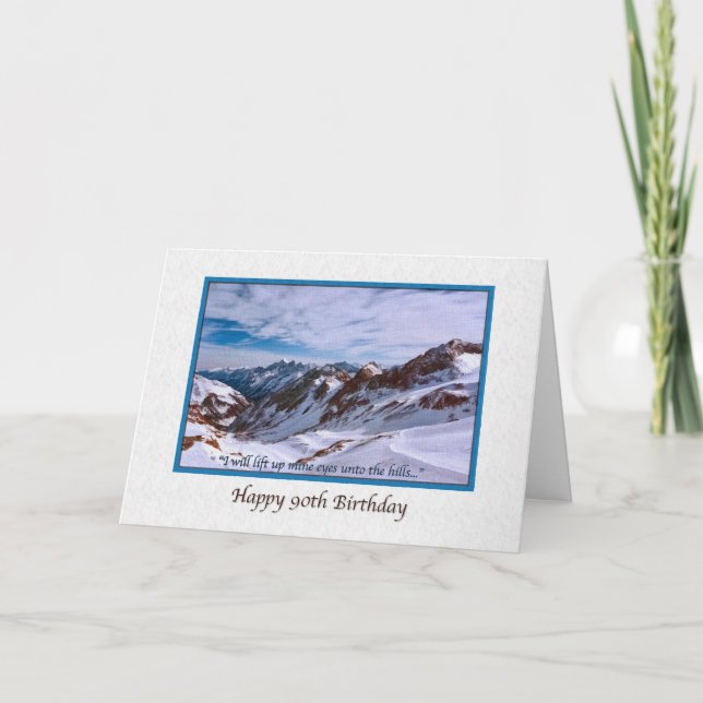 Carte 90e anniversaire avec Montagnes neigeuses (Devant)