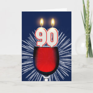 Carte 90e anniversaire avec vin et bougies