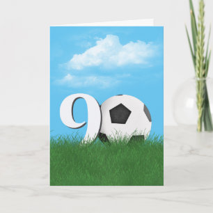 Carte 90e Anniversaire Bal De Football En Herbe Verte